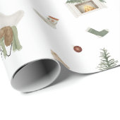 Kerstvakantie Thema Neutral Pine Gift Cadeaupapier (Rol Hoek)