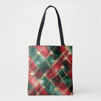 Kerstvakantie thema Rood en Goud Tote Bag