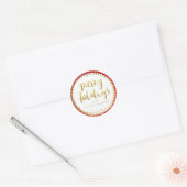 Kerstvakantie Trendy Gouden Script Aangepaste Rode Ronde Sticker (Envelop)