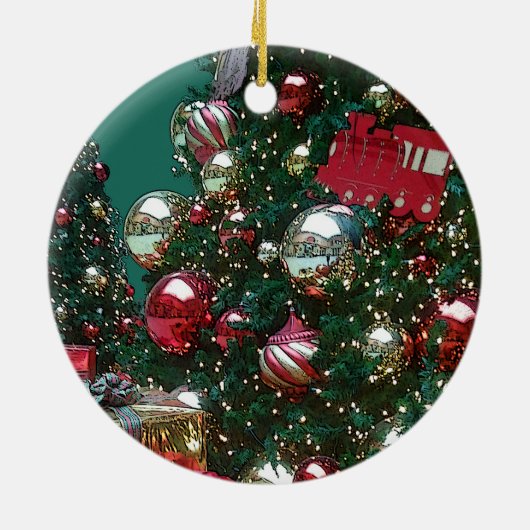 Kerstvakantie Trim The Tree Speelgoed Train Orname Keramisch Ornament (Achterkant)