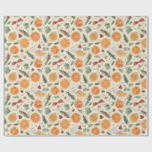 Kerstvakantie Trimmings Sinaasappel Slices Cadeaupapier (Vlak)