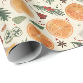 Kerstvakantie Trimmings Sinaasappel Slices Cadeaupapier (Rol Hoek)