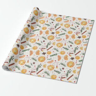 Kerstvakantie Trimmings Sinaasappel Slices Cadeaupapier