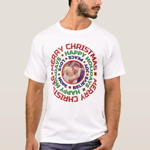 Kerstvakantie Trouwen Familie Foto Personaliseren T-shirt