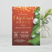 Kerstvakantie Uitnodiging Rood en Goud (Staand voorkant)