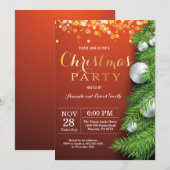 Kerstvakantie Uitnodiging Rood en Goud (Voorkant / Achterkant)