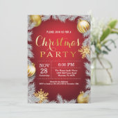 Kerstvakantie Uitnodiging Rood en Goud (Staand voorkant)