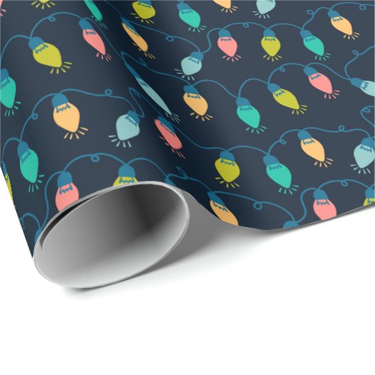 Kerstvakantie Vakantie Twinkle Lights Cadeaupapier (Rol Hoek)