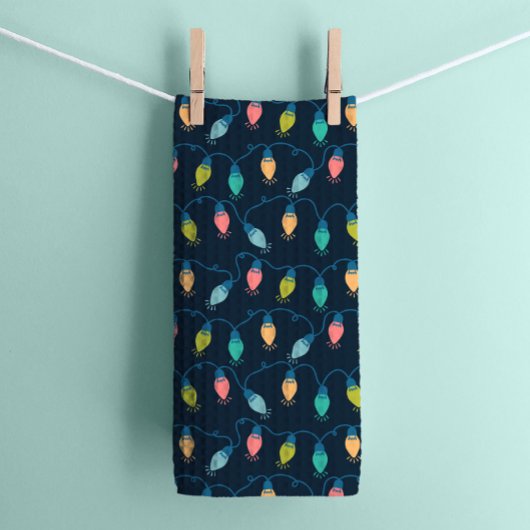 Kerstvakantie Vakantie Twinkle Lights op Navy Theedoek