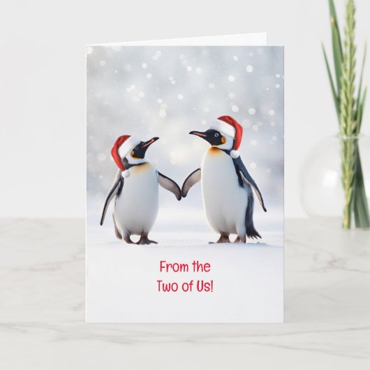Kerstvakantie van de Two of Us Schattige Penguin Kaart (Voorkant)