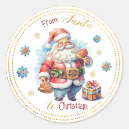 Kerstvakantie van Santa Waterverf Classic Ronde Sticker