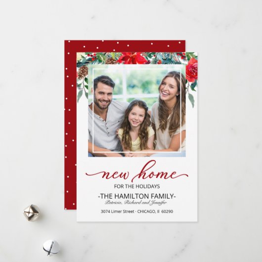 Kerstvakantie verhuisbericht foto feestdagenkaart (Voorkant / Achterkant in situ)