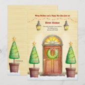 Kerstvakantie verhuisbericht voor de voordeur feestdagenkaart (Voorkant / Achterkant)