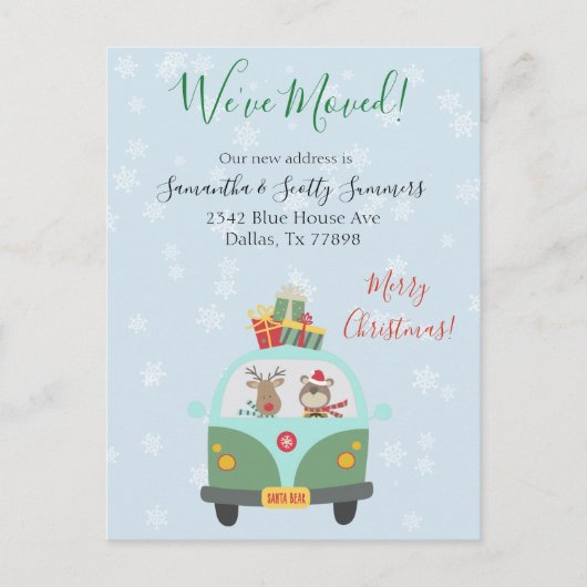 Kerstvakantie verhuisbericht We zijn verhuisd Aankondigingskaart (Voorkant)