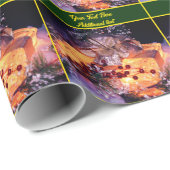 Kerstvakantie verlicht Cadeau gepersonaliseerd Cadeaupapier (Rol Hoek)