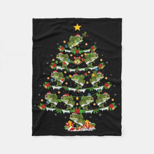 Kerstvakantie Verlichting Kerstman Byss Vis Kerstb Fleece Deken (Voorkant)