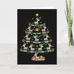 Kerstvakantie Verlichting Kerstman Ezel Kerstboom Kaart