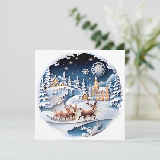 Kerstvakantie versierde kerstgroet kaart (Staand voorkant)