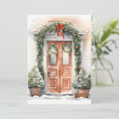 Kerstvakantie versierde kerstkaart (Staand voorkant)