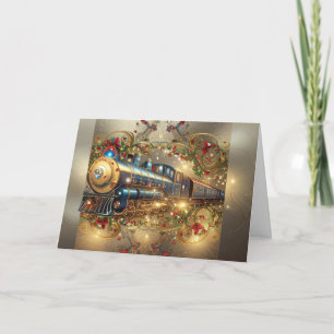 Kerstvakantie Victoriaanse Elegante Stoomtrein Feestdagen Kaart