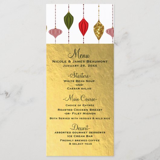 Kerstvakantie Vintage Moderne Ornamenten Menu (Voorkant)