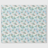 Kerstvakantie vogels en Holly Berries patroon Cadeaupapier (Vlak)