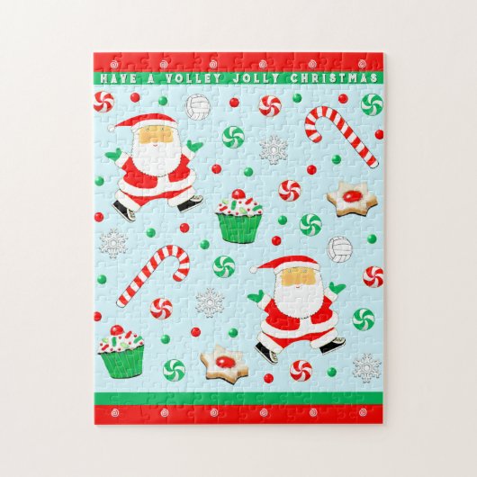 Kerstvakantie volleybal legpuzzel (Verticaal)