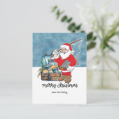 Kerstvakantie voor visliefhebbers met Kerstman Vis Feestdagenkaart (Staand voorkant)