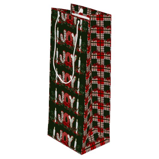 Kerstvakantie vreugde wijn cadeautas (Achterkant Gekanteld)