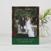 Kerstvakantie Vrolijk en getrouwd Pas getrouwd Pla Feestdagenkaart (Staand voorkant)