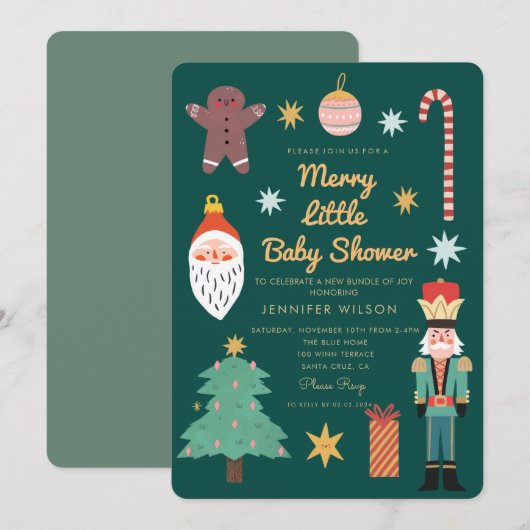 Kerstvakantie Vrolijk klein Baby shower Kaart (Voorkant / Achterkant)