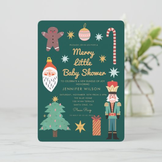 Kerstvakantie Vrolijk klein Baby shower Kaart (Staand voorkant)