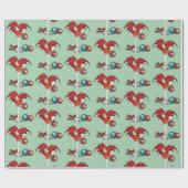 Kerstvakantie vrolijk rode draken cocktail cheer cadeaupapier (Vlak)