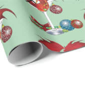 Kerstvakantie vrolijk rode draken cocktail cheer cadeaupapier (Rol Hoek)