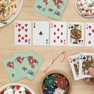 Kerstvakantie vrolijk rode draken cocktail cheer pokerkaarten