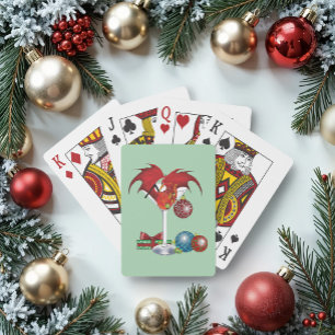 Kerstvakantie vrolijk rode draken cocktail cheer pokerkaarten