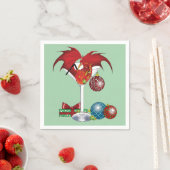 Kerstvakantie vrolijk rode draken cocktail cheer servet (Insitu)