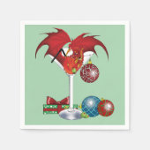 Kerstvakantie vrolijk rode draken cocktail cheer servet (Voorkant)