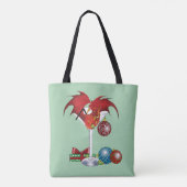 Kerstvakantie vrolijk rode draken cocktail cheer tote bag (Achterkant)
