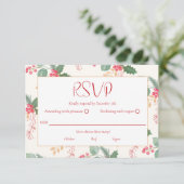 Kerstvakantie Vrolijke  Bloemen RSVP Kaartje (Staand voorkant)