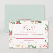 Kerstvakantie Vrolijke  Bloemen RSVP Kaartje (Voorkant / Achterkant)