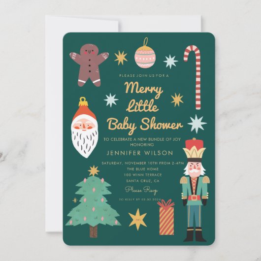 Kerstvakantie vrolijke kleine babyshower kaart (Voorkant)