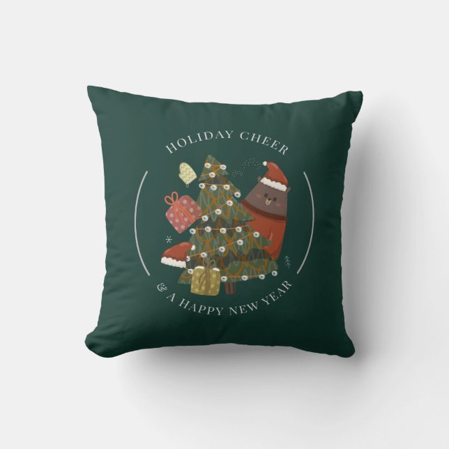 Kerstvakantie vrolijkheid modern whimsisch kussen (Voorkant)