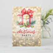 Kerstvakantie Waterverf bedrijf Bokeh Gold Kaart (Staand voorkant)