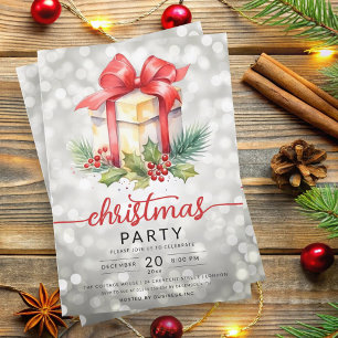 Kerstvakantie Waterverf bedrijf Bokeh Silver Kaart