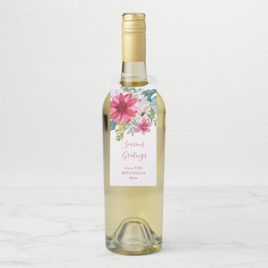 Kerstvakantie Waterverf Bloemen Flessenhanger (Op fles)