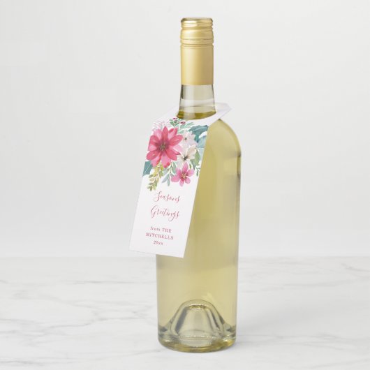 Kerstvakantie Waterverf Bloemen Flessenhanger (Schuin)