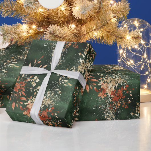 Kerstvakantie Waterverf Botanisch Cadeaupapier (Feestdagen)