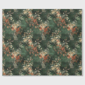 Kerstvakantie Waterverf Botanisch Cadeaupapier (Vlak)