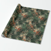 Kerstvakantie Waterverf Botanisch Cadeaupapier (Uitgerold)